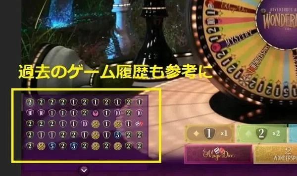 アドベンチャービヨンドワンダーランドのゲーム履歴表示