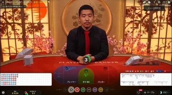 ジャパニーズスピードバカラの和風スタジオとディーラー